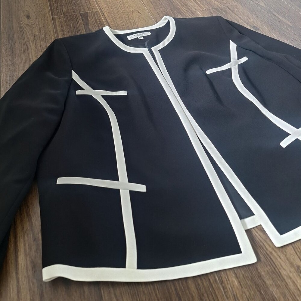 💙 Jones Studio Open Front Minimalist Chic Blazer Shoulder Pads Size 22W - Picture 5 of 9